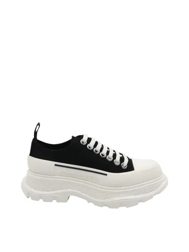 Alexander McQueen Tread Slick Canvas Lace-up Shoes in Black/white