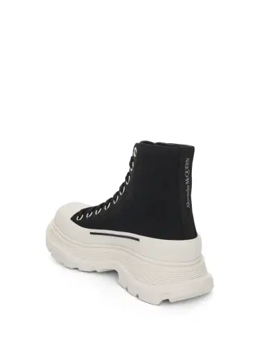 Alexander McQueen Tread Slick Canvas Lace-up Boots in Black/white Black | Thumbnail 2 Alexander McQueen Tread Slick Canvas Lace-up Boots in Black/white Black | Thumbnail 2