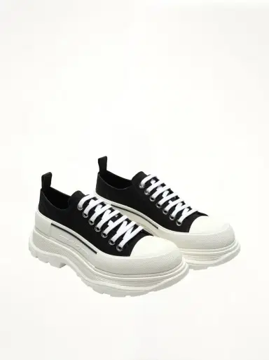 Alexander McQueen Tread Slick Canvas Lace-up Shoes in Black/white Black | Thumbnail 3 Alexander McQueen Tread Slick Canvas Lace-up Shoes in Black/white Black | Thumbnail 3