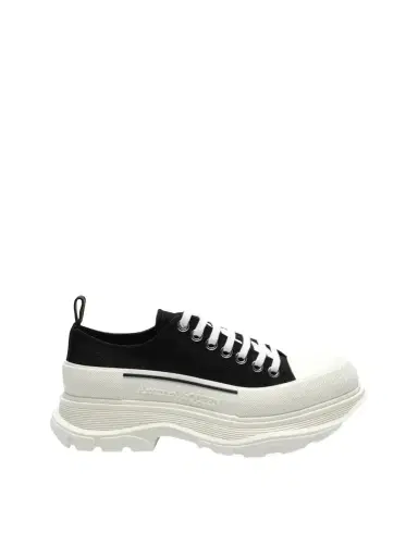 Alexander McQueen Tread Slick Canvas Lace-up Shoes in Black/white Black | Thumbnail 1 Alexander McQueen Tread Slick Canvas Lace-up Shoes in Black/white Black | Thumbnail 1