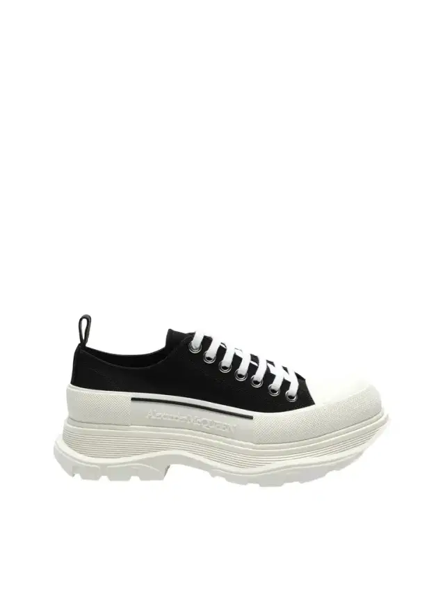 Alexander McQueen Tread Slick Canvas Lace-up Shoes in Black/white Black