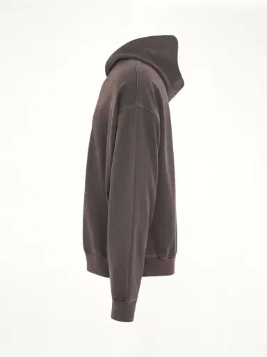 We11Done New Teddy Logo Pigment Hoodie in Charcoal Black | Thumbnail 2