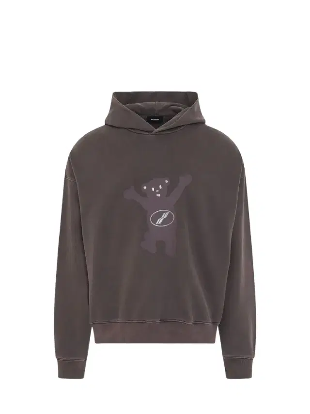 We11Done New Teddy Logo Pigment Hoodie in Charcoal Black