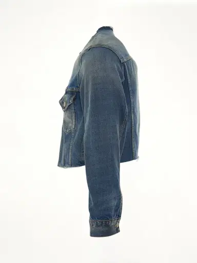 Maison Margiela Cropped Collarless Denim Jacket | Thumbnail 2 Maison Margiela Cropped Collarless Denim Jacket | Thumbnail 2