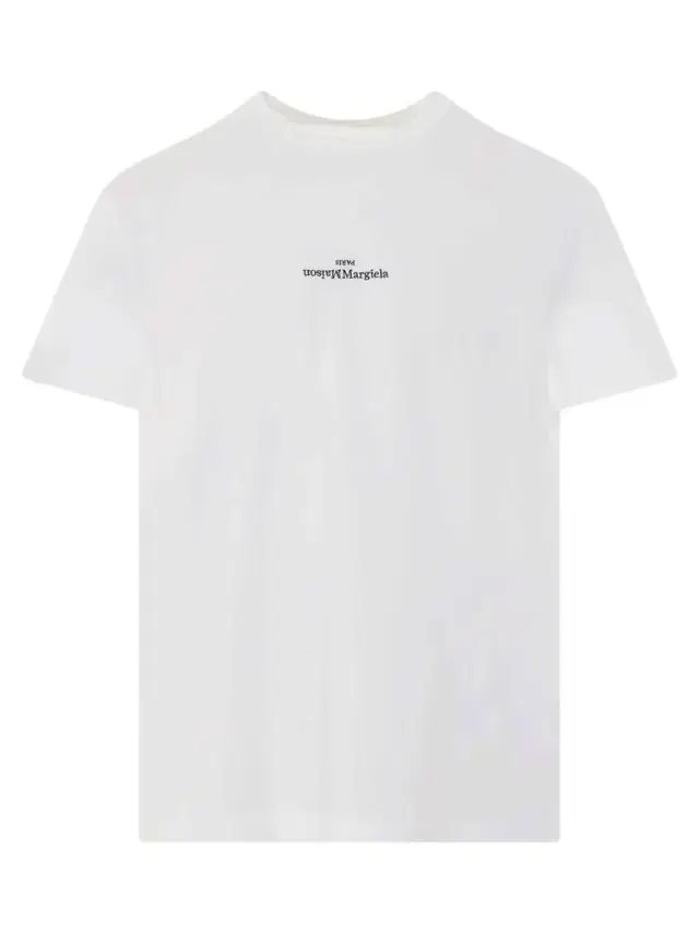 Maison Margiela Upside Down Logo T-shirt in White/black White