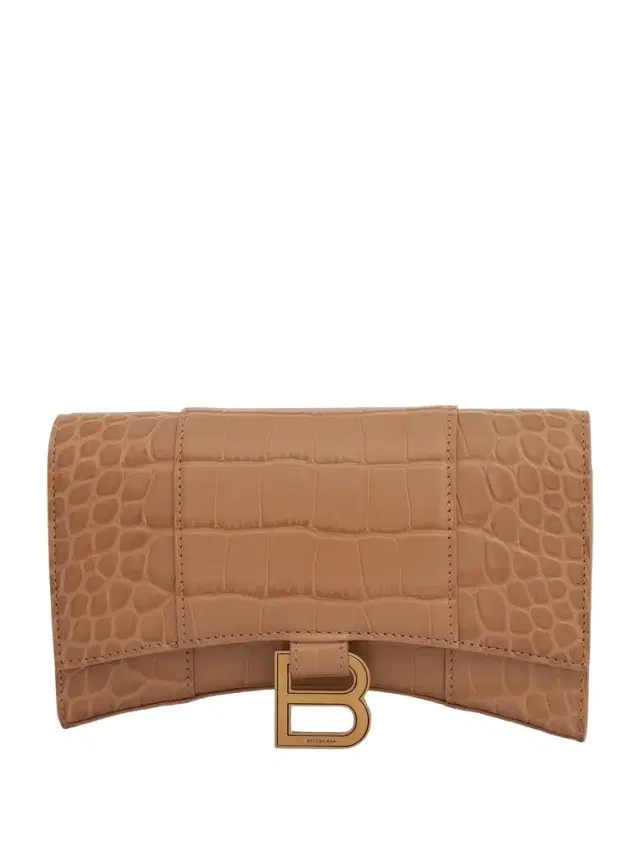 Balenciaga Hourglass Embossed Croc Wallet On Chain