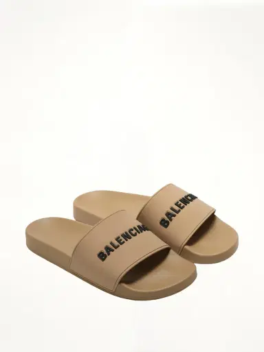 Balenciaga 3D Logo Pool Slide Sandal in Beige/black | Thumbnail 3 Balenciaga 3D Logo Pool Slide Sandal in Beige/black | Thumbnail 3