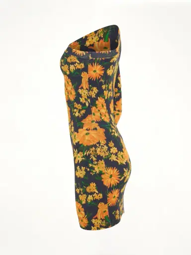 Balenciaga Asymmetric Mini Dress in Yellow/navy Yellow | Thumbnail 2 Balenciaga Asymmetric Mini Dress in Yellow/navy Yellow | Thumbnail 2