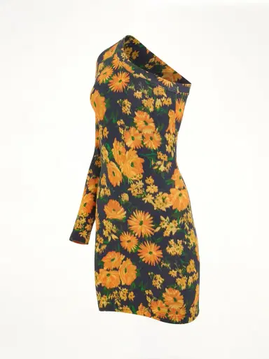 Balenciaga Asymmetric Mini Dress in Yellow/navy Yellow | Thumbnail 3 Balenciaga Asymmetric Mini Dress in Yellow/navy Yellow | Thumbnail 3