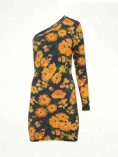 Balenciaga Asymmetric Mini Dress in Yellow/navy Yellow | Thumbnail 4 Balenciaga Asymmetric Mini Dress in Yellow/navy Yellow | Thumbnail 4