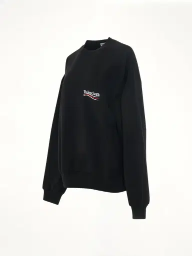 Balenciaga Political Campaign Sweatshirt in Black Black/white | Thumbnail 2