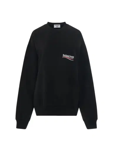 Balenciaga Political Campaign Sweatshirt in Black Black/white | Thumbnail 1