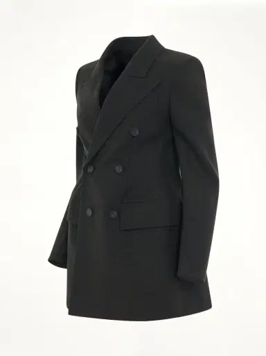 Balenciaga Double Breasted Hourglass Blazer in Khaki/black Green | Thumbnail 3 Balenciaga Double Breasted Hourglass Blazer in Khaki/black Green | Thumbnail 3
