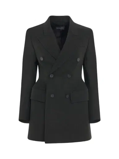 Balenciaga Double Breasted Hourglass Blazer in Khaki/black Green | Thumbnail 1 Balenciaga Double Breasted Hourglass Blazer in Khaki/black Green | Thumbnail 1