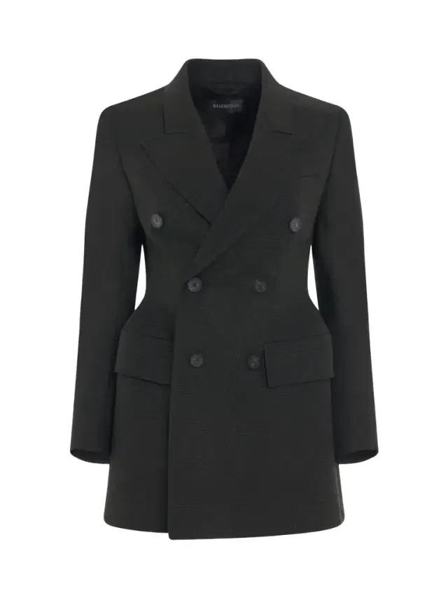 Double Breasted Hourglass Blazer in Khaki/black Green Double Breasted Hourglass Blazer in Khaki/black Green