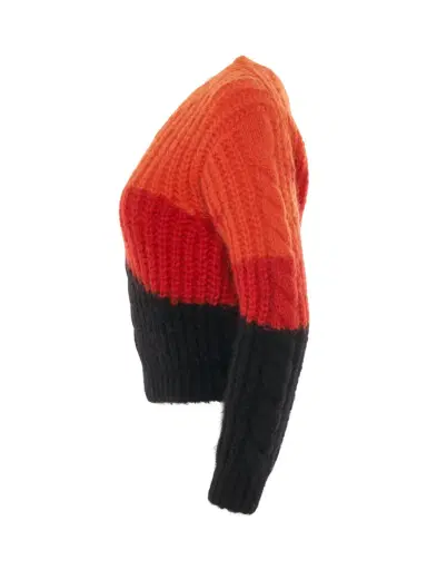 Alexander McQueen Multicolour Mohair Crewneck Sweater in Orange/red/black Orange | Thumbnail 2 Alexander McQueen Multicolour Mohair Crewneck Sweater in Orange/red/black Orange | Thumbnail 2