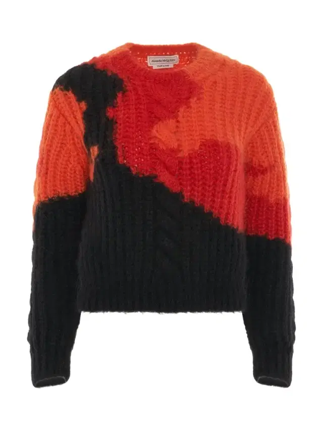 Alexander McQueen Multicolour Mohair Crewneck Sweater in Orange/red/black Orange