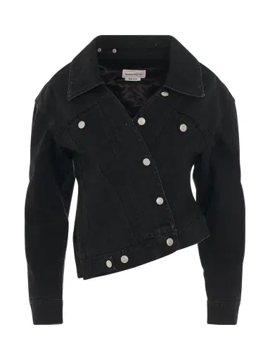 Alexander McQueen Twisted Asymmetric Denim Jacket | Thumbnail 1 Alexander McQueen Twisted Asymmetric Denim Jacket | Thumbnail 1