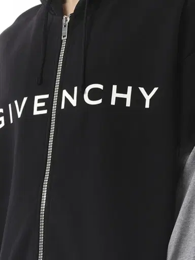 Givenchy Jersey Multi Layer Hoodie in Black/grey Black | Thumbnail 2 Givenchy Jersey Multi Layer Hoodie in Black/grey Black | Thumbnail 2