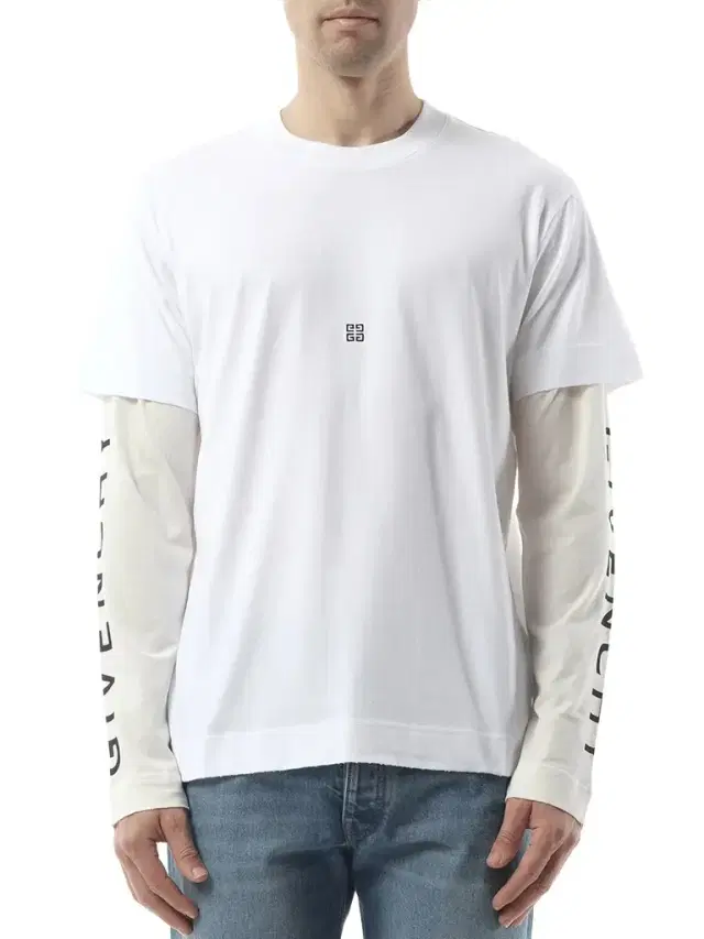 Givenchy Multi Layer Jersey Long Sleeve T-shirt in White/ecru