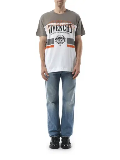 Givenchy College Print Stripes Logo T-shirt in Grey/white | Thumbnail 4 Givenchy College Print Stripes Logo T-shirt in Grey/white | Thumbnail 4