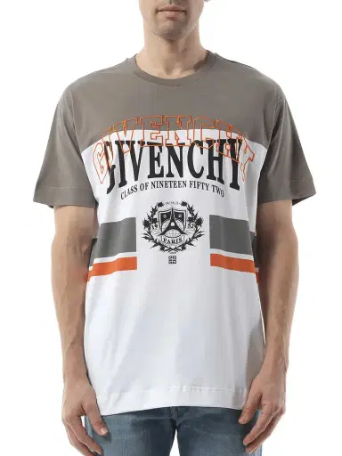 Givenchy College Print Stripes Logo T-shirt in Grey/white | Thumbnail 1 Givenchy College Print Stripes Logo T-shirt in Grey/white | Thumbnail 1