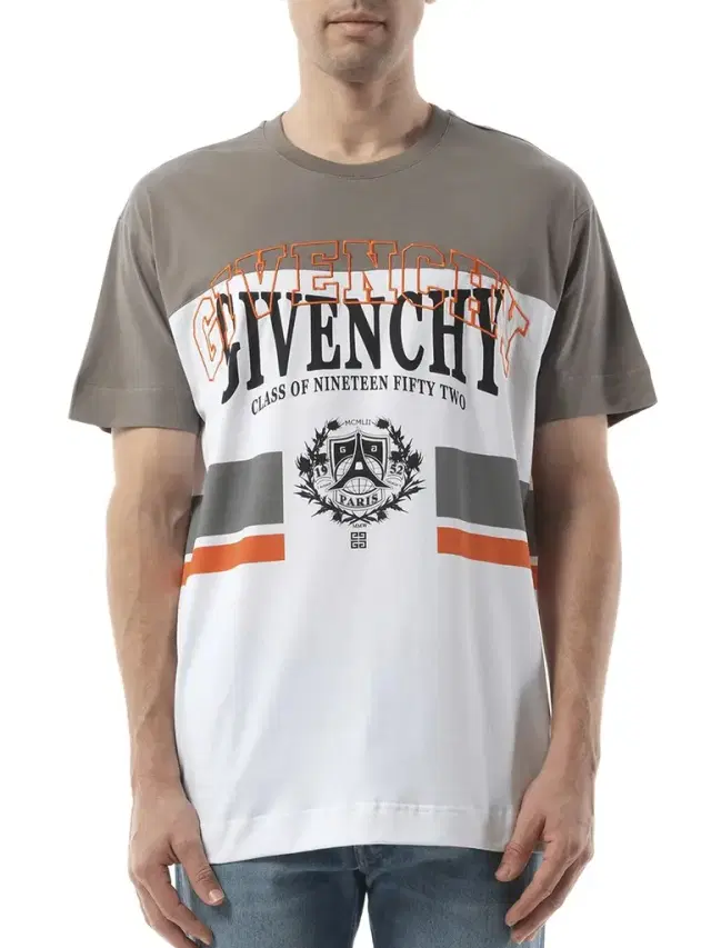 College Print Stripes Logo T-shirt in Grey/white College Print Stripes Logo T-shirt in Grey/white