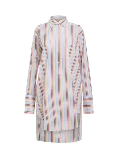 Loewe Stripe Deconstructed Silk Shirt Dress in Yellow/blue/orange Yellow | Thumbnail 1 Loewe Stripe Deconstructed Silk Shirt Dress in Yellow/blue/orange Yellow | Thumbnail 1
