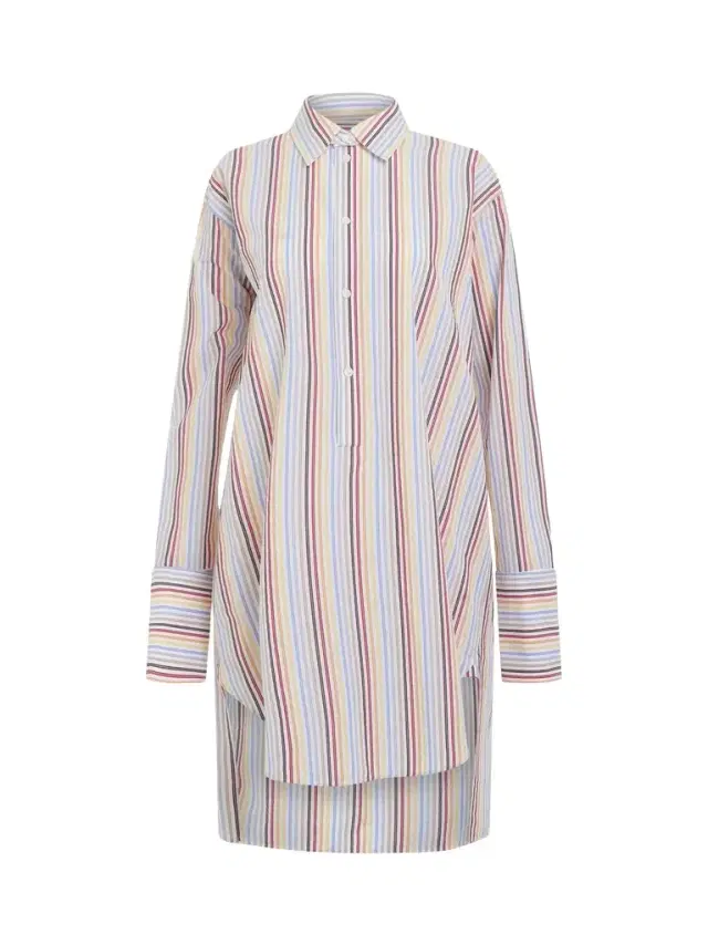Stripe Deconstructed Silk Shirt Dress in Yellow/blue/orange Yellow Stripe Deconstructed Silk Shirt Dress in Yellow/blue/orange Yellow