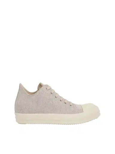 RICK OWENS DRKSHDW Drkshdw Low Denim Sneakers in Melange Milk/milk Grey | Thumbnail 1 RICK OWENS DRKSHDW Drkshdw Low Denim Sneakers in Melange Milk/milk Grey | Thumbnail 1