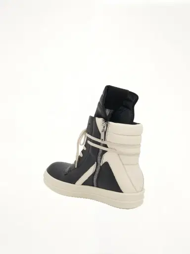 Rick Owens Geobasket Calf Leather Sneakers in Black/milk | Thumbnail 2