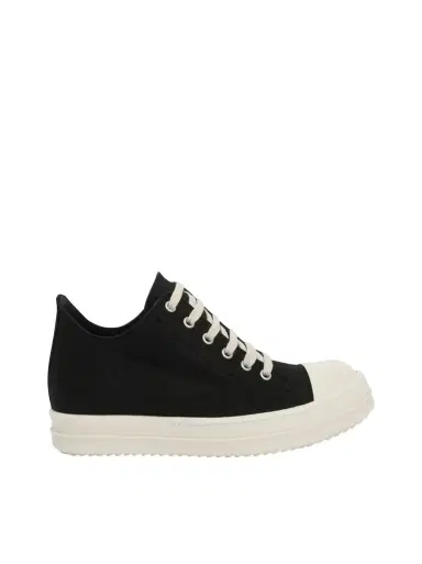 Rick Owens Low Greywolf Leather Sneakers in Black/milk | Thumbnail 1 Rick Owens Low Greywolf Leather Sneakers in Black/milk | Thumbnail 1