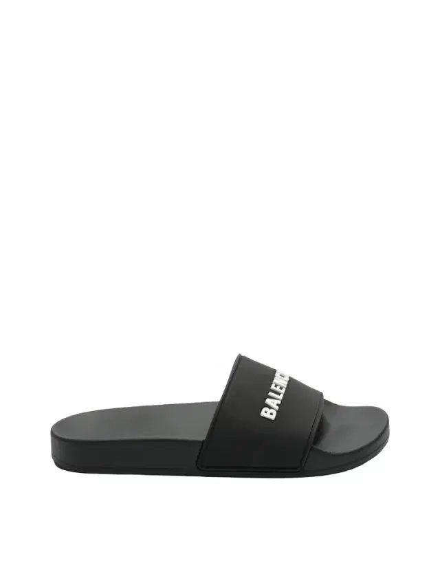 3D Logo Pool Slide Sandal in Black/white