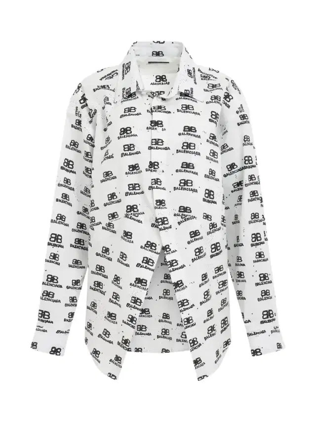Balenciaga Hand Drawn BB Icon Swing Shirt in White/black