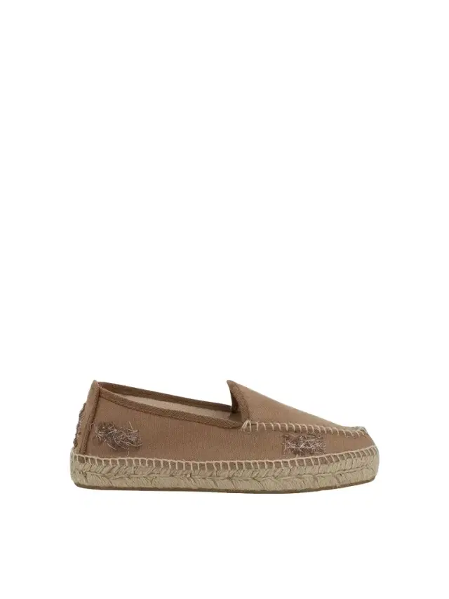 Maison Margiela Embroidered Espadrilles in Chamois Brown