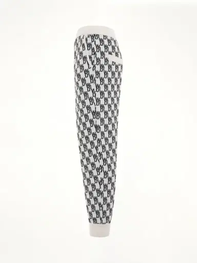 We11Done Logo Knit Jacquard Trouser in Ivory White | Thumbnail 2 We11Done Logo Knit Jacquard Trouser in Ivory White | Thumbnail 2