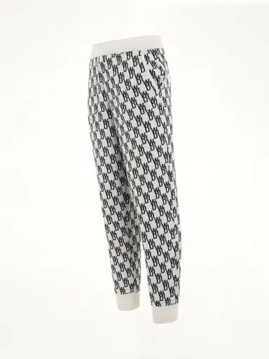 We11Done Logo Knit Jacquard Trouser in Ivory White | Thumbnail 3 We11Done Logo Knit Jacquard Trouser in Ivory White | Thumbnail 3