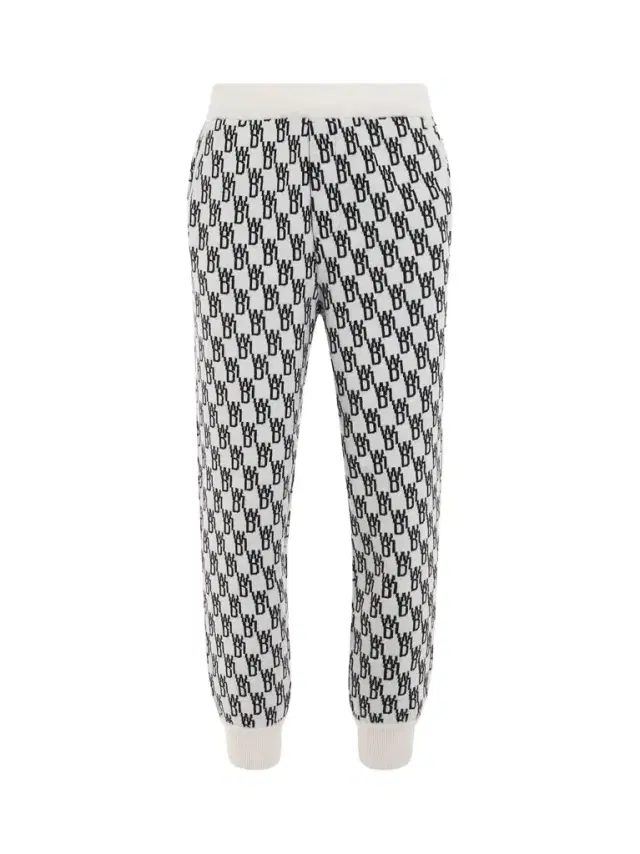 We11Done Logo Knit Jacquard Trouser in Ivory White