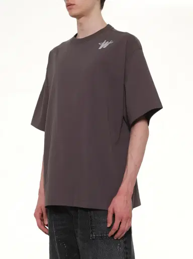 We11Done Cotton WD Logo T-shirt in Charcoal Grey | Thumbnail 2