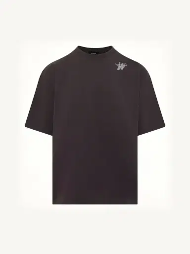 We11Done Cotton WD Logo T-shirt in Charcoal Grey | Thumbnail 3