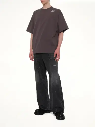 We11Done Cotton WD Logo T-shirt in Charcoal Grey | Thumbnail 4