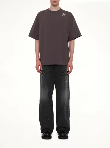 We11Done Cotton WD Logo T-shirt in Charcoal Grey | Thumbnail 7