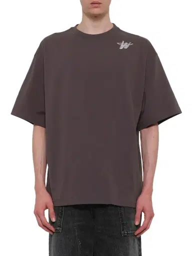 We11Done Cotton WD Logo T-shirt in Charcoal Grey | Thumbnail 1