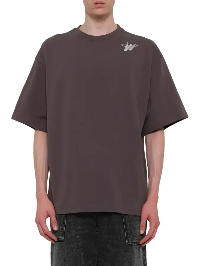 We11Done Cotton WD Logo T-shirt in Charcoal Grey