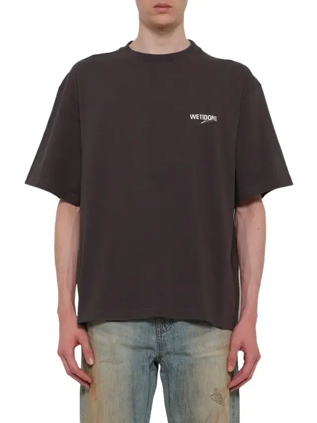We11Done Wave Logo Short Sleeve T-shirt in Charcoal Grey