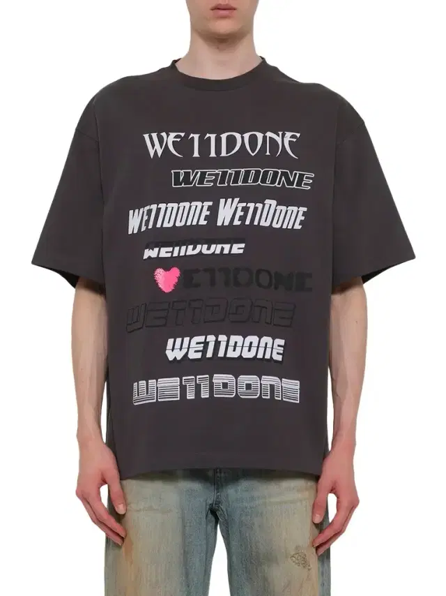 We11Done Love Logo T-shirt in Charcoal Grey