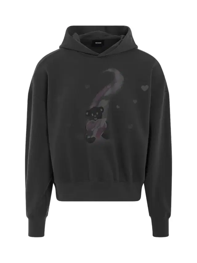 We11Done Teddy Bear Print Hoodie in Charcoal Black