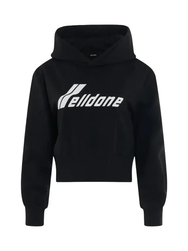We11Done Lettering Symbol Crop Hoodie
