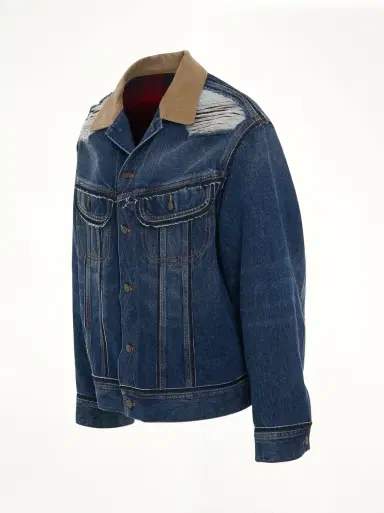 Maison Margiela Deconstruction Cut-out Denim Jacket in Indigo Blue | Thumbnail 3