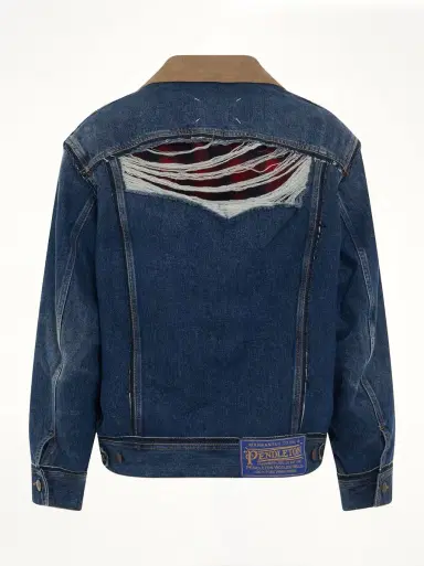 Maison Margiela Deconstruction Cut-out Denim Jacket in Indigo Blue | Thumbnail 4